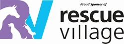 An illustration of dogs, cats, and a horse, with the words "Proud sponsor of: rescue village, Geauga Humane Society"